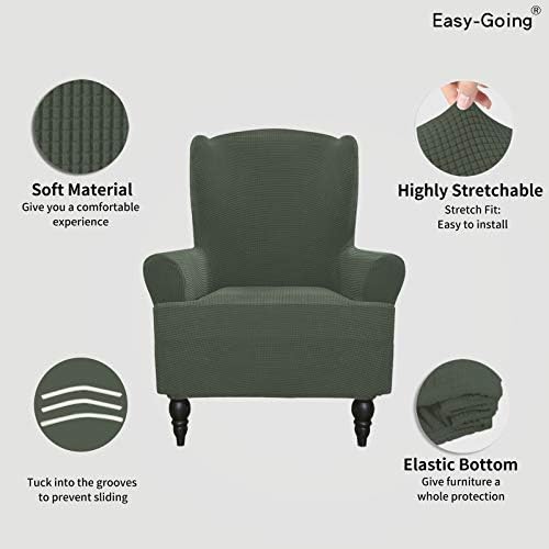 Easy-Going Stretch Wingback Chair Sofa Slipcover Olive Green