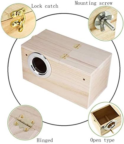 PINVNBY Parakeet Nesting Box Bird House Wood Breeding Box Parrots Mating Box for Lovebirds Budgie Finch Cockatoo Canary and Medium-Sized Birds(S)