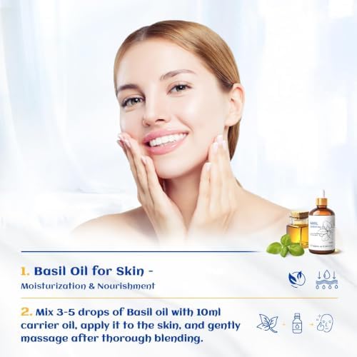 HIQILI Basil Essential Oil for Aromatherapy Diffuser, Hair Care