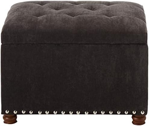 Adeco High End Dark Classy Tufted, Accents Rectangular Storage Bench Footstool, Dim Brown ttomans & Storage Ottomans Royal Olive Grey