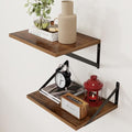 Axeman Deep Floating Shelves - 16 Inch Wide x 12 Inch Deep Walnut Wall Shelves Set of 2 - Rustic Wide Wood Wall Mounted Shelves for Room Decor & Storage