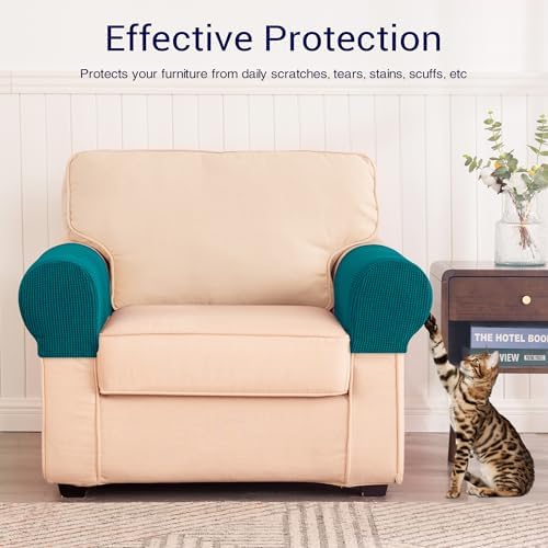SUBRTEX Stretch Couch Arm Covers Set of 2, Non-Slip Sofa Armrest Slipcovers