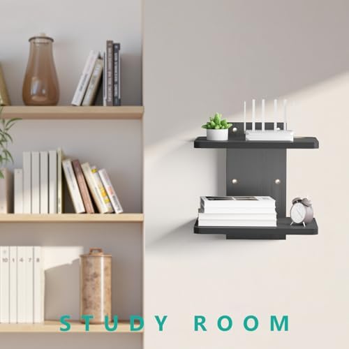 WALI 2 Tier Floating TV Wall Shelf for Projector, DVD Player