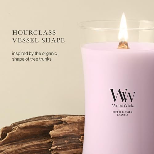 WoodWick Cherry Blossom & Vanilla Scented Candle, Crackling Wick, 21.5oz
