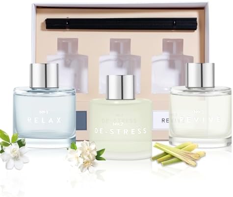 3 Pack Fragrance Reed Diffuser, 50ML Gardenia Jasmine Lemongrass