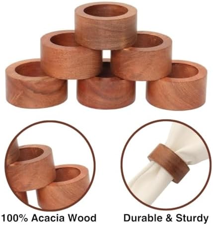 Wooden Napkin Ring for Weddings Dinner Parties or Every Day Use (Set of 12, Plane)