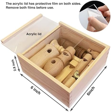 ZDH 9-Piece Wooden Bird Call Set – Handcrafted Bird-Call in Wooden Box for Birdwatchers, Nature Lovers, Outdoor Exploration & Education 6 * 6 * 2.9inch