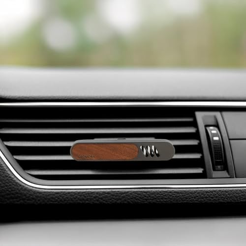 2 Packs Car Air Freshener Diffuser, Essential Oil Diffusers Vent Clip, Perfume Diffuser with 6 Refill Unscent Fiber Sticks, Premium Car Accessories, Metal & Wood design, Custom Scent, Gift For Men