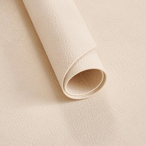 MOSAYT Vinyl Faux Leather Oval Placemats, Set of 8, Beige