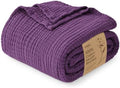 Love's cabin 100% Cotton Muslin Blanket Twin Size for Bed, Plum