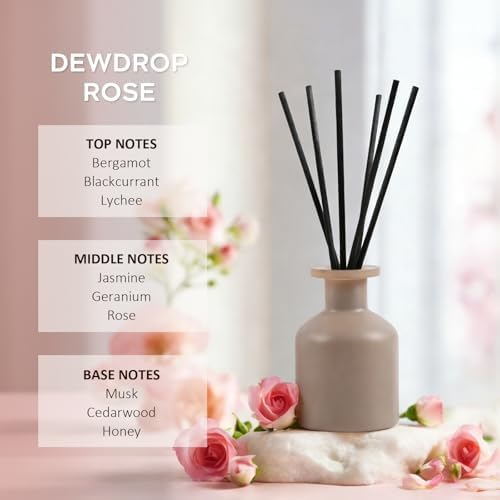 Reed Diffuser Set,Dewdrop Rose Scented Oil,100ml (3.38fl.oz)
