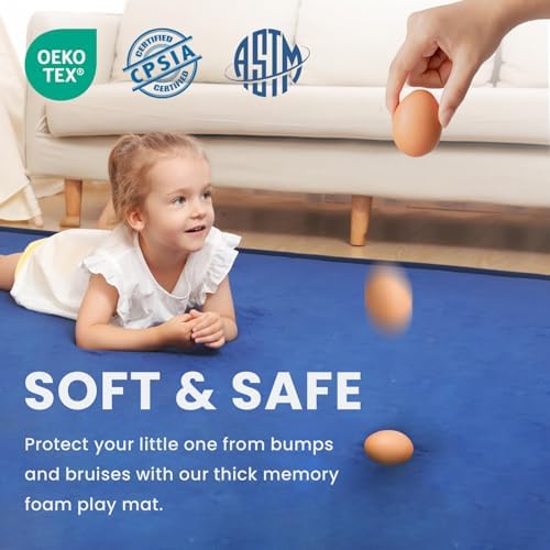 Baby Play Mat for Floor,1.3" Thick Memory foam Tummy Time Mat,Soft Coral Velvet Nursery Rug,Extra Large Non Slip for Toddlers,Infants,kids