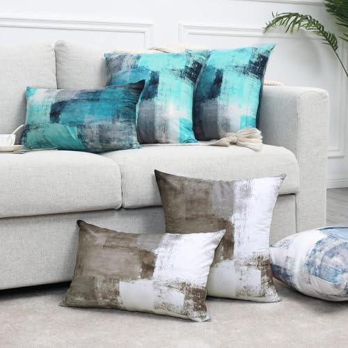 Throw Pillow Covers for Couch, 18x18 Inch, Set of 2, Turquoise