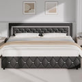 BarnFurin King Bed Frame with Diamond Tufted Headboard, Gray