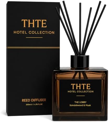 Hotel Reed Diffuser Set, 6.7 fl oz, Sandalwood and Musk with Citrus, Plum, Saffron, Cedarwood and Patchouli, Long-Lasting Home Fragrance for Bedroom, Living Room and Office
