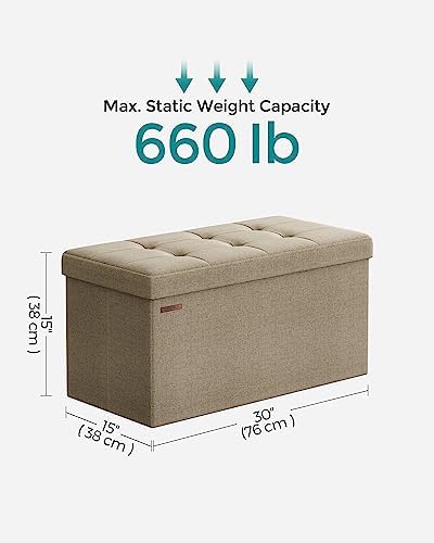 SONGMICS 30 Inches Folding Storage Ottoman Bench, Load 660 lb