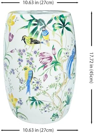 Farmhouse Ceramic Garden Stool,17-Inch Decorative Accent Stool