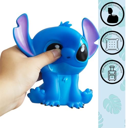 Disney Stitch Squishy Night Light 6" LED Soft Mood Lamp for Decor, Kids Bedrooms, Collectors & Gift Giving