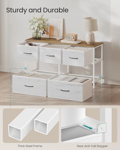 SONGMICS Dresser for Bedroom, Wide Dresser with 5 Fabric Drawers