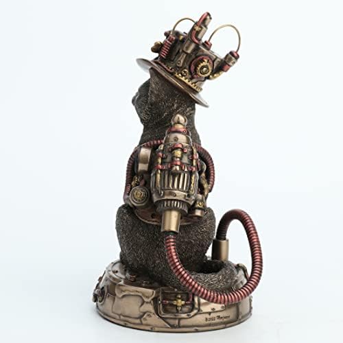 Veronese Design 6 7/8 Inch Steampunk Chaotic Neutal Mad Hatter Cat Cold Cast Resin Bronze Finish Animal Figurine