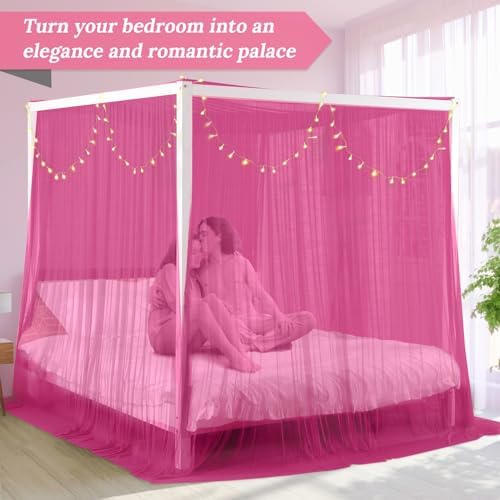 South to East Canopy Bed Curtains for King/Queen Size Bed, Red