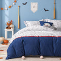 Simple&Opulence 100% Organic Cotton Duvet Cover for Kids Teens, 4 Pieces Soft Comforter Cover with Zipper Closure Cool Boy Girl Baseball Bedding Set - Sports, Full/Queen