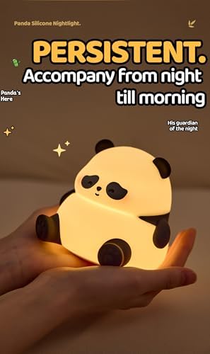 Cute Panda Lamp, Squishy Sleepy Panda Night Light Novelty Animal Lamp, 3 Level Dimmable Nursery Nightlight with Timer, Silicone Touch Night Light Fun Gifts for Kids Boys Girls
