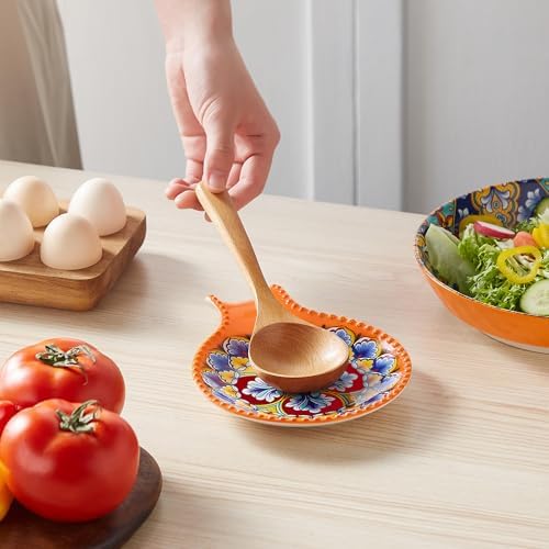 vancasso 7.7 Inch Ceramic Spoon Rest, Bohemian Stove Top Kitchen, Orange