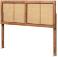 Baxton Studio Gilbert Mid-Century Modern Ash Walnut Finished Wood and Synthetic Rattan Full Size Headboard
