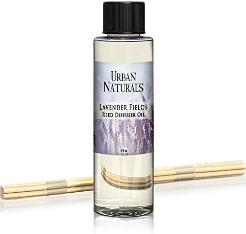 Urban Naturals Lavender Fields Essential Oil Reed Diffuser Refill & Set of Replacement Reed Sticks | Soothing, Aromatic Home Fragrance for Aromatherapy & Stress Relief | Includes a Set of Reed Sticks