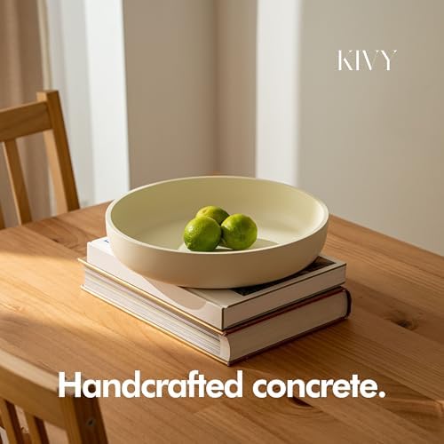 KIVY Concrete Fruit Bowl for Kitchen Counter - Large Decorative Bowl
