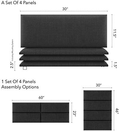 Vänt Wall Mounted Headboard Panels, Queen/Full, Weave Steel