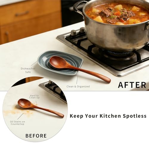 Ceramic Spoon Rest, Utensil Rest for Stove, Counter & Coffee Bar