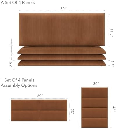 Vänt Wall Mounted Headboard Panels, Queen/Full, Ribbed Terracotta