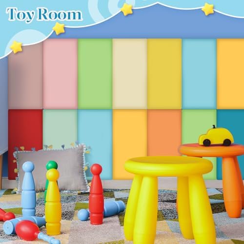 12 Pack Wall Padding Headboard 15.75" x 7.87" x 1.18" Rainbow Colors