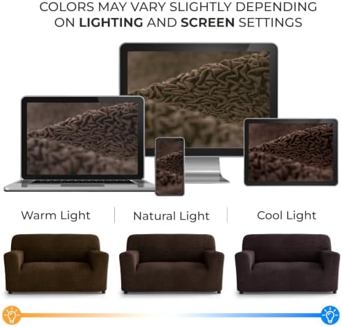 PAULATO Premium Stretch Couch Covers for Sofa - Sofa Chair Cover Washable, Dogs & Pets Friendly - Elastic Polyester Loveseat Slipcovers - Non-Slip Love Seat Couch Covers - Dark Brown (40"-63" Wide)