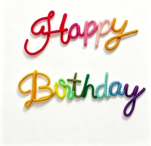 Rainbow Happy Birthday Sign Knitted Wire Words Birthday Wall Hanging Decor