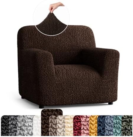 PAULATO Premium Stretch Couch Covers for Sofa - Sofa Chair Cover Washable, Dogs & Pets Friendly - Elastic Polyester Loveseat Slipcovers - Non-Slip Love Seat Couch Covers - Dark Brown (21"-39" Wide)