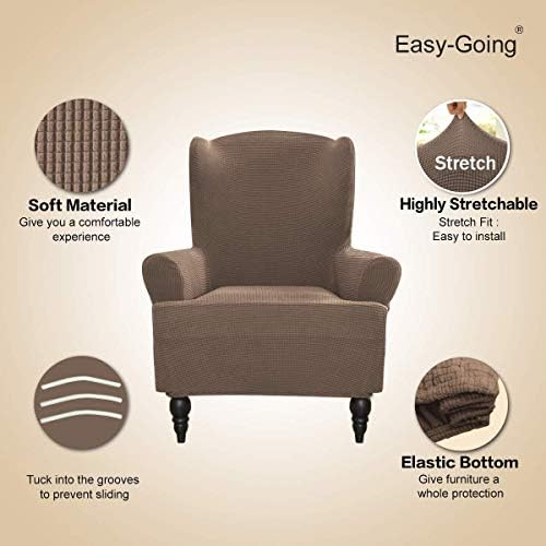 Easy-Going Stretch Wingback Chair Sofa Slipcover Camel