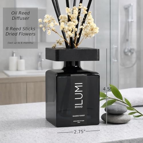 Luxury Aroma Gift Set | Bamboo Forest Scent - Reed Diffuser (200ml), Wood Wick Soy Candle (200g), Room Spray(50ml) | Includes Dried Flowers & 8 Reeds | Luxurious Fragrance for Home Décor | Great Gifts