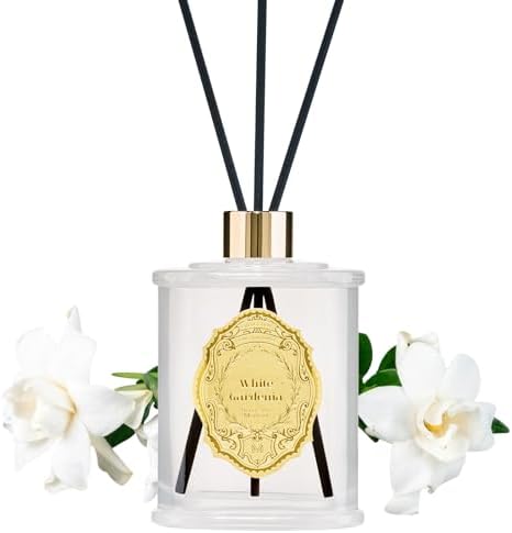 M&SENSE 8.4 oz Large Reed Diffuser for Home | Gardenia Scent Oil Diffuser with Sticks | Bedroom Bathroom Living Room Decor