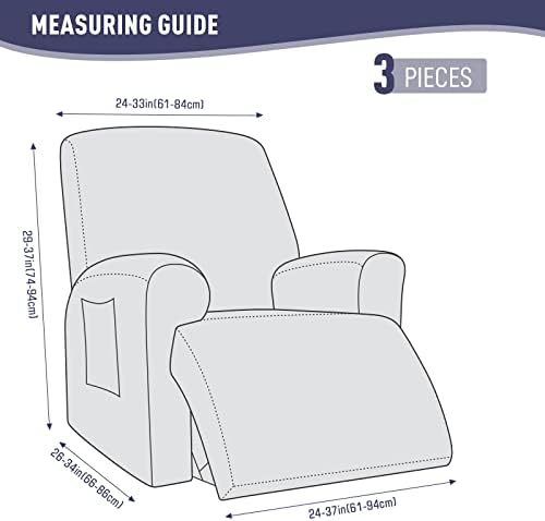 KinCam Recliner Covers, Stretch Reclining Chair Covers, Recliner Sofa Slipcovers Stripe Jacquard Recliner Couch Covers Furniture Protector Covers for Pet Kid (1 Seater, Lake Blue)
