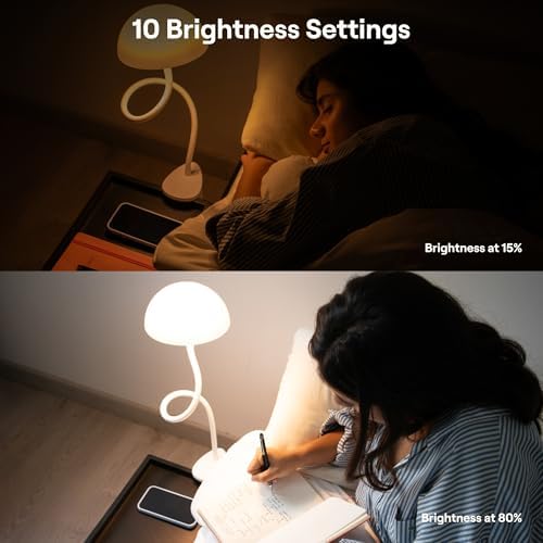 Smallish BedShelfie 2-Pack: Shroommate & Flexfit - Clip On Light and Bedside Shelf for Bunk Bed & Top Bunk, College Dorm Room Essentials, Nightstand, Floating Bed Side Table, LED Lights for Bedroom