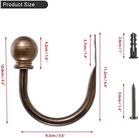 Sumnacon Curtain Holdbacks 2 Pcs Wall Mounted Curtain Tiebacks,Red Bronze