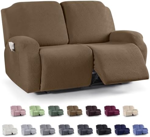 KinCam Oversized Loveseat Recliner Covers, Reclining Cover, Brown