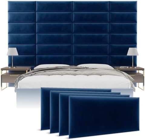 Vänt Wall Mounted Headboard Panels, King/Twin, Velvet Navy