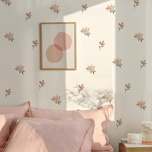 Boho Daisy Floral Wall Decals for Girls Room, Peel and Stick