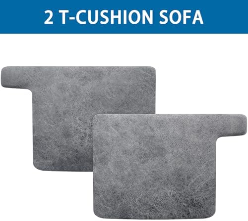 T Cushion Sofa Slipcovers Leather-Look 2PC Stretch Sofa Cushion Covers for 2 Cushion Couch Individually Couch Seat Cover with Elastic Bands, Pet-Friendly, Non-Slip, Easy Fit - Light Grey