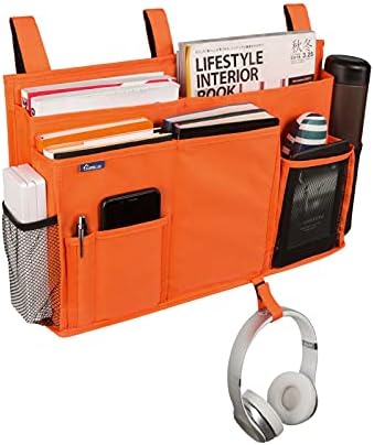 Surblue Caddy Hanging Organizer Bedside Storage Bag for Bunk and Hospital Beds, Orange, L