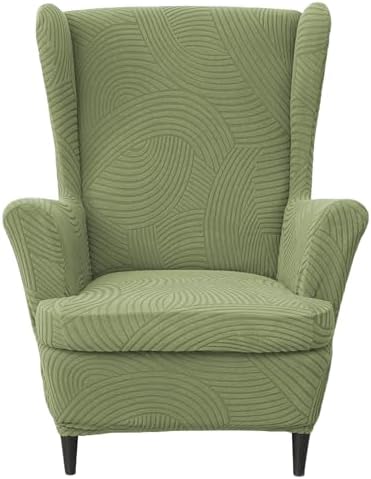 HAOYONG Wing Chair Slipcovers Printed Wingback Chair Covers 2 Pieces Wingback Armchair Slipcover Stretch Chair Slip Covers Washable Armchair Protector Cover for Living Room and Bedroom